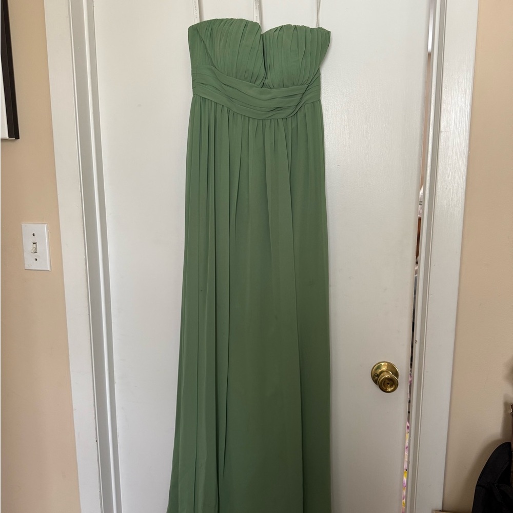 Bill Levkoff Strapless Sage Green Gown